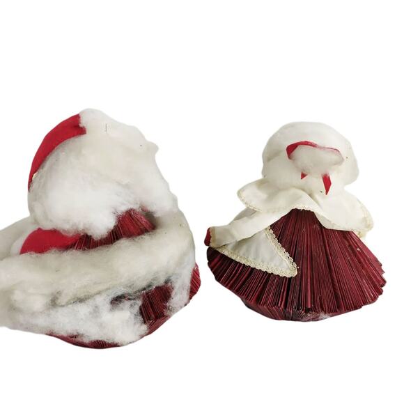 Vintage 1970s Santa & Mrs Claus Folded Magazine Skirt Dolls MCM Christmas Retro - Picture 2 of 11